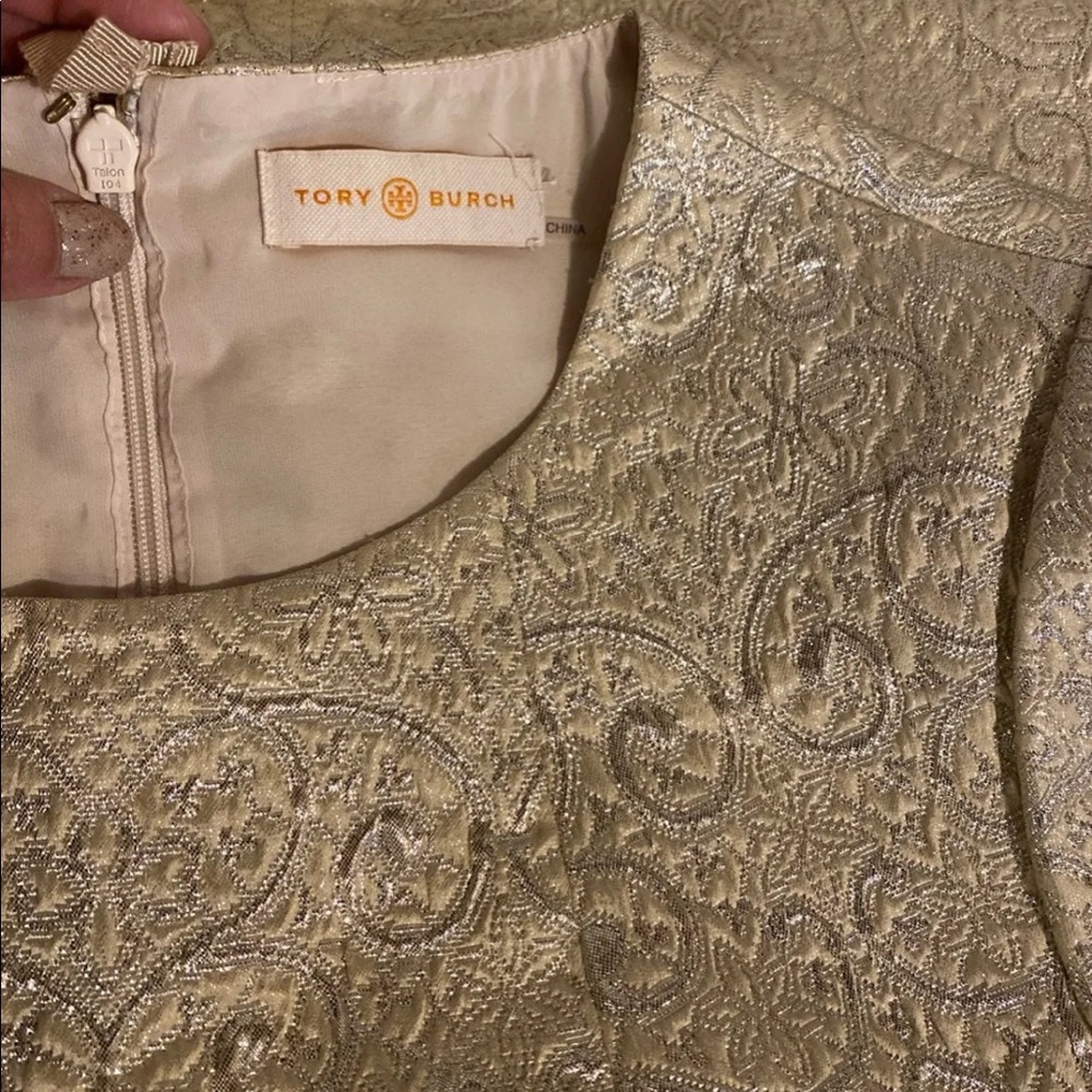 Tory Burch silver and gold metallic dress